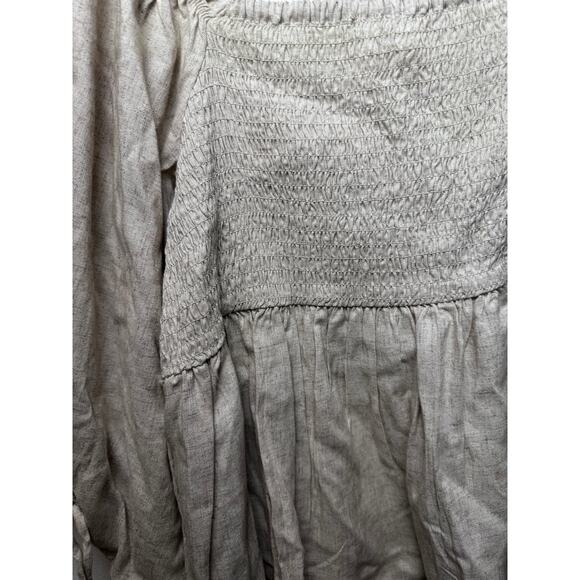 Grace + Karma Large Beige Square Neck Puff Sleeve Babydoll Top NWT - Picture 2 of 5